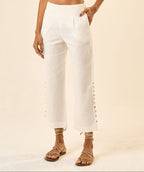 Calça de linho off-white Origem