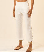 Calça de linho off-white Origem