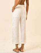 Calça de linho off-white Origem