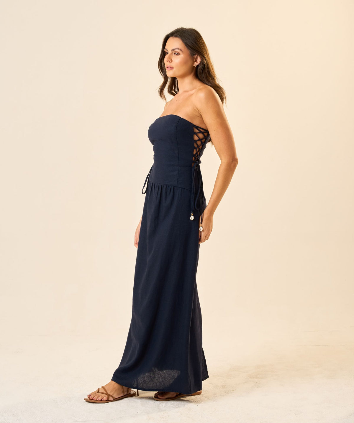 Vestido de Linho marinho Marcela