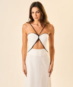 Vestido de Linho off-white Viés