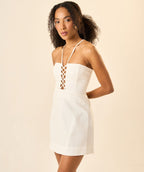 Vestido de linho off-white Lia