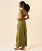 Vestido de Linho verde-oliva Nina