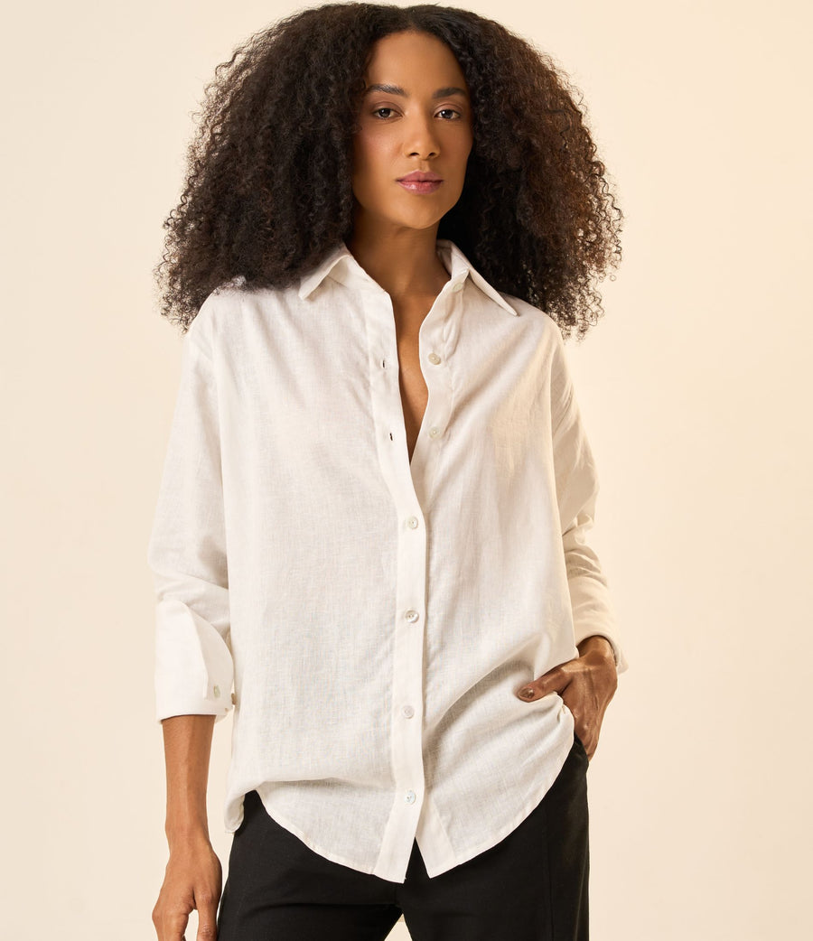Camisa de linho off-white Rio