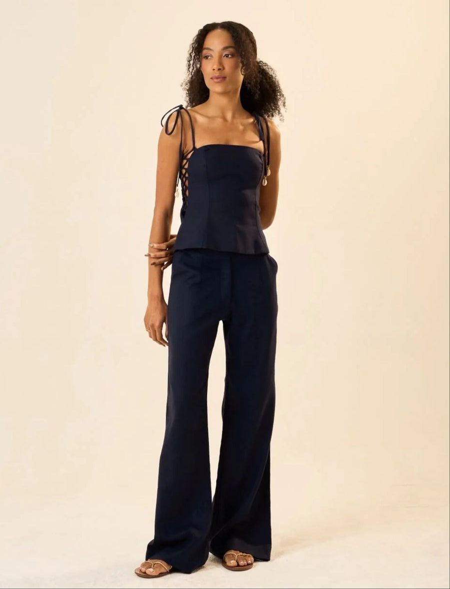Calça de linho marinho Bruna