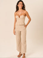 Calça de linho areia Guilhermina