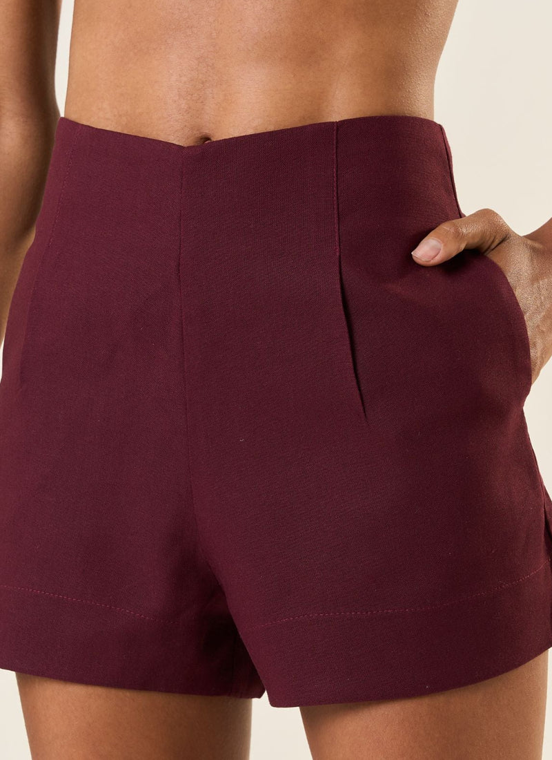 Short de linho jabuticaba Milena