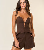 Short de linho marrom-café Lari