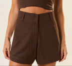 Short de linho marrom-café Lari