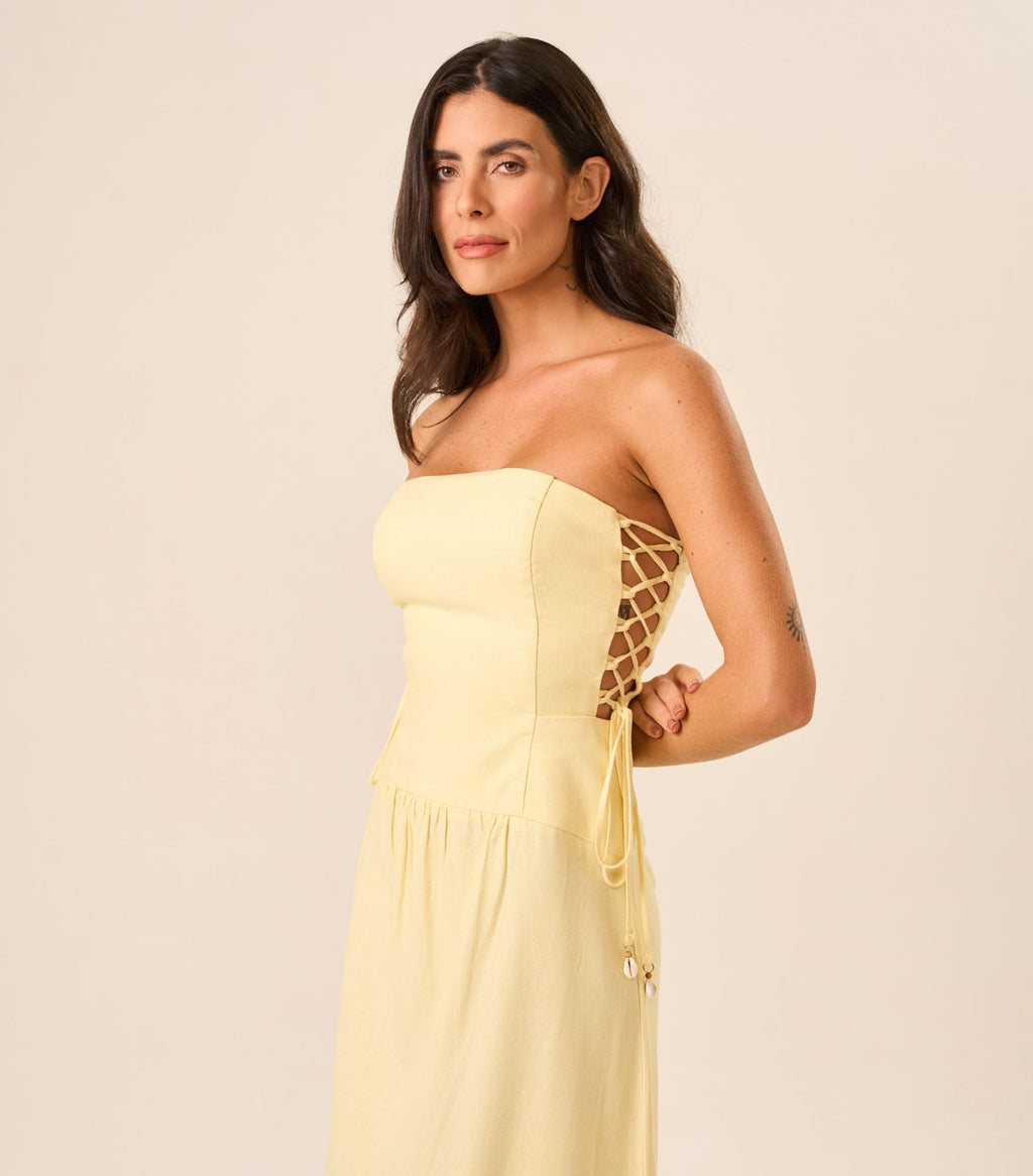 Vestido de Linho baunilha Marcela
