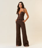 Calça de Linho marrom-café Gisela