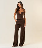 Calça de Linho marrom-café Gisela
