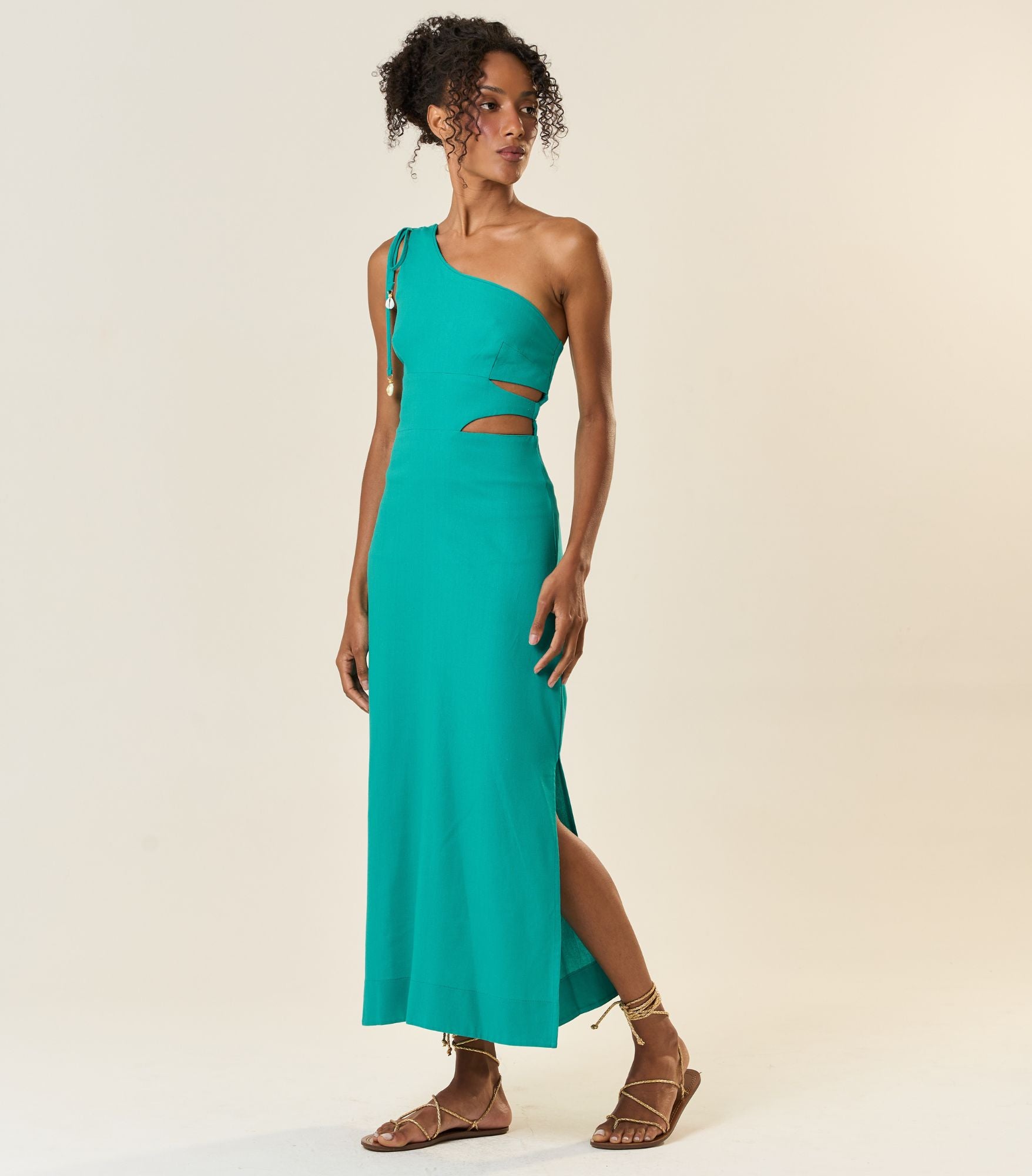 Vestido de Linho azul-aqua Anna