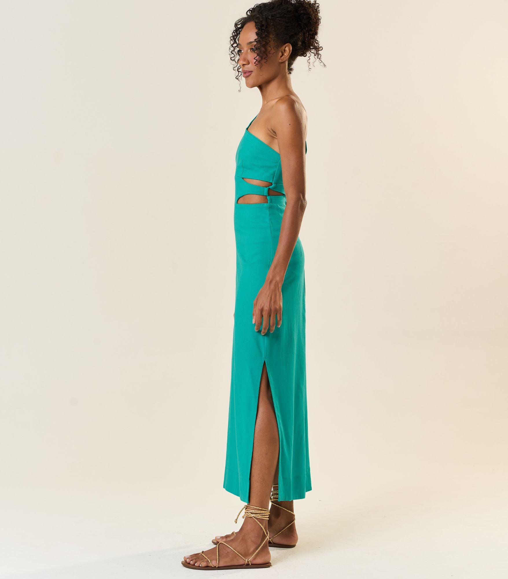 Vestido de Linho azul-aqua Anna