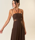 Vestido de Linho marrom-café Ale