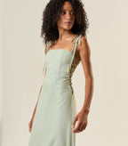 Vestido de Linho verde-chá Celina