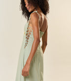 Vestido de Linho verde-chá Celina