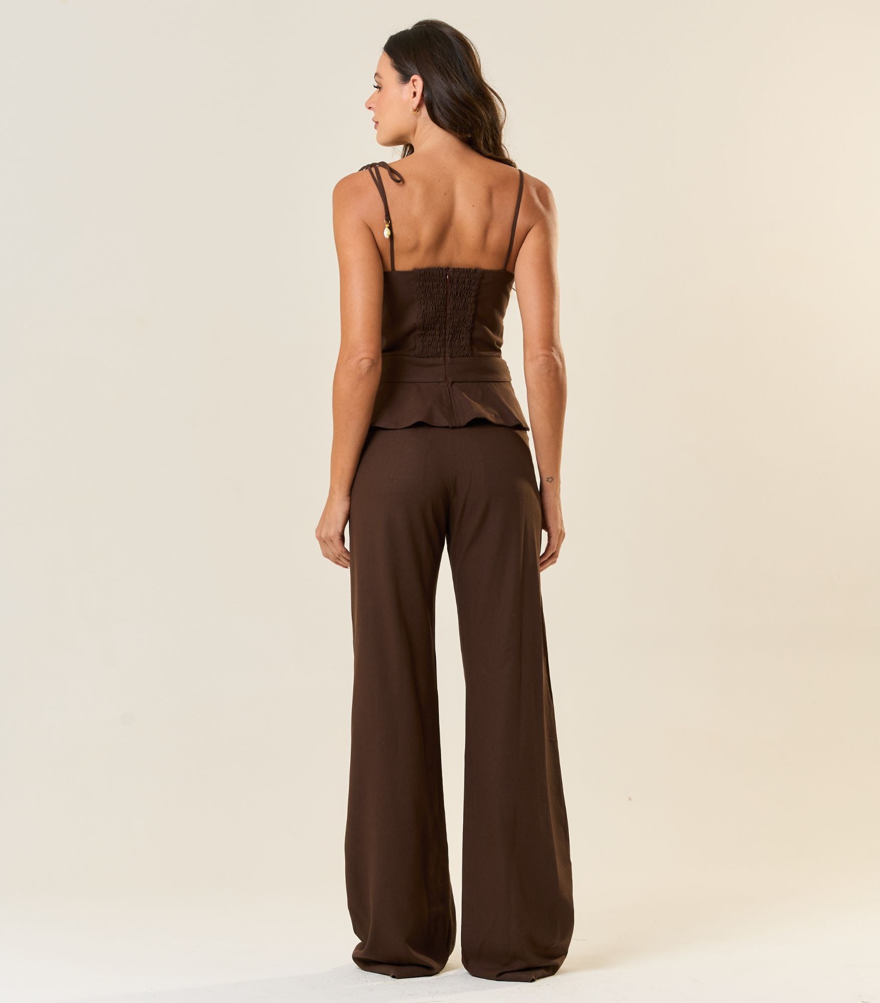 Calça de Linho marrom-café Gisela