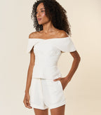 Top de linho off-white Dani