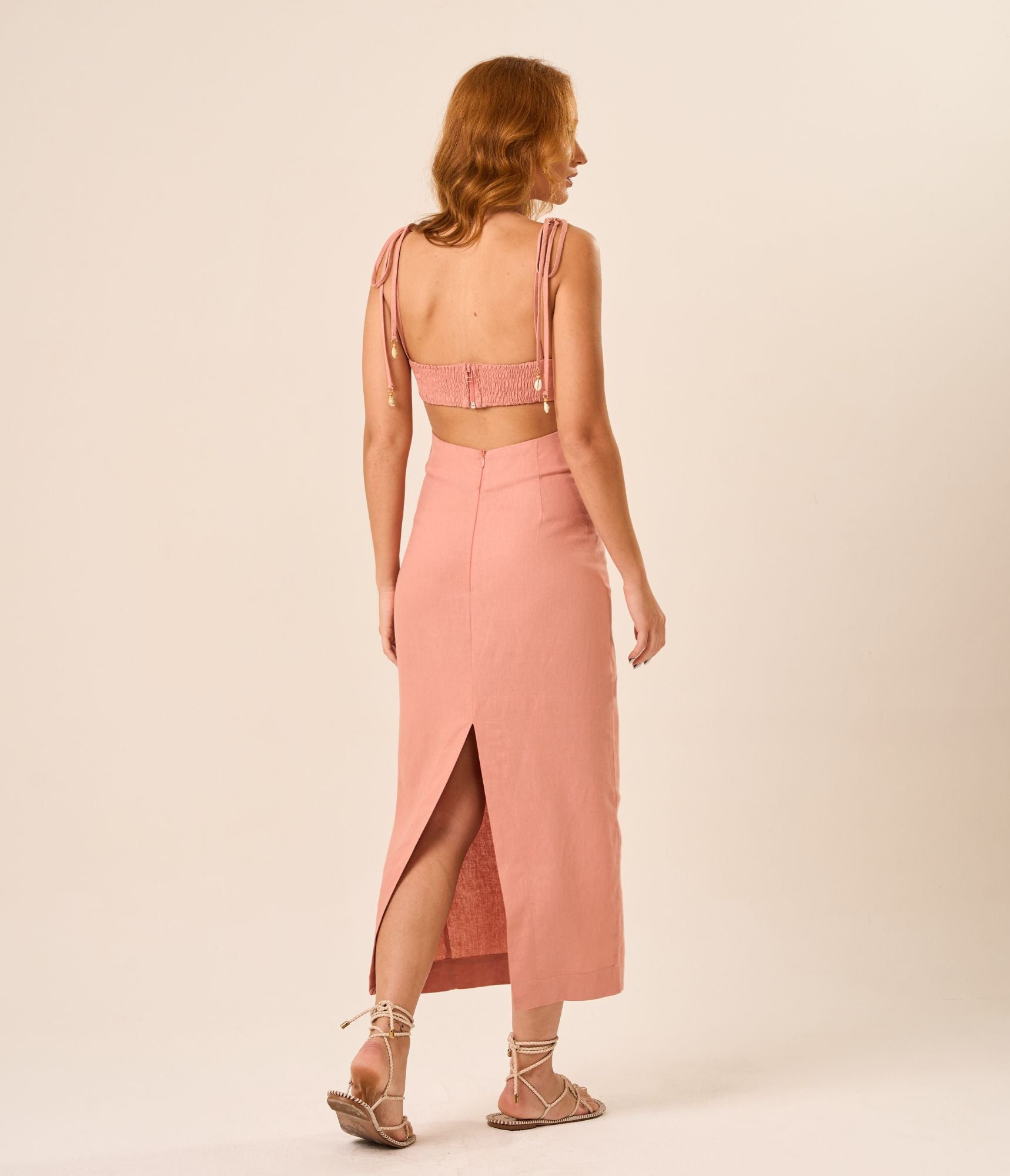 Vestido de Linho rosé Alana