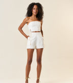 Short de linho off-white Milena