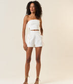 Short de linho off-white Milena