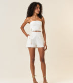 Short de linho off-white Milena