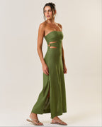 Vestido de Linho verde-oliva Mavi