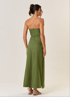 Vestido de Linho verde-oliva Mavi