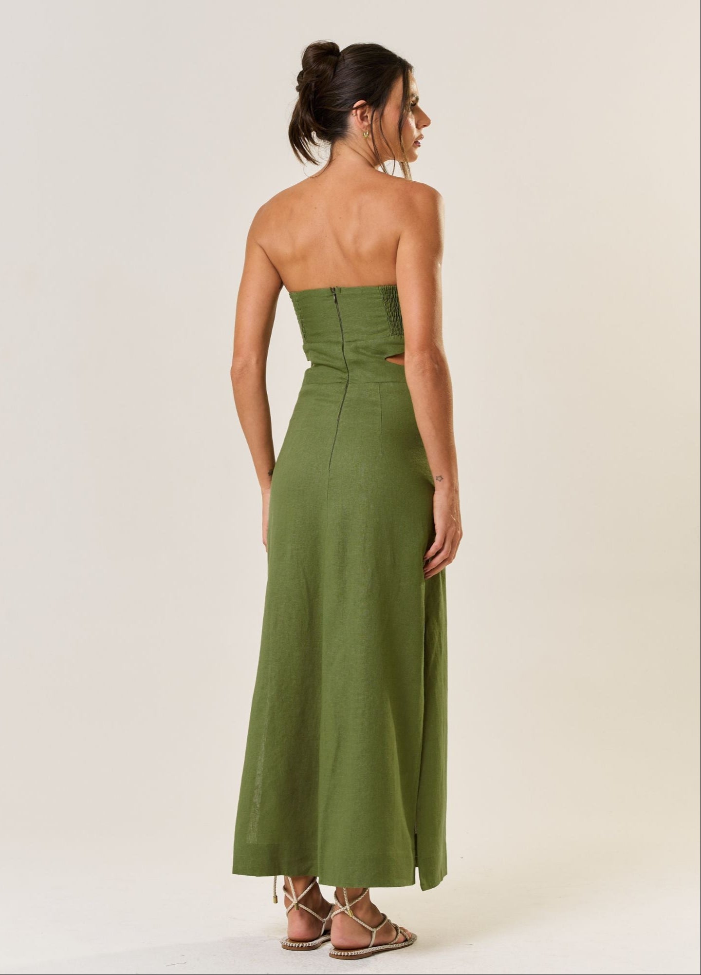 Vestido de Linho verde-oliva Mavi