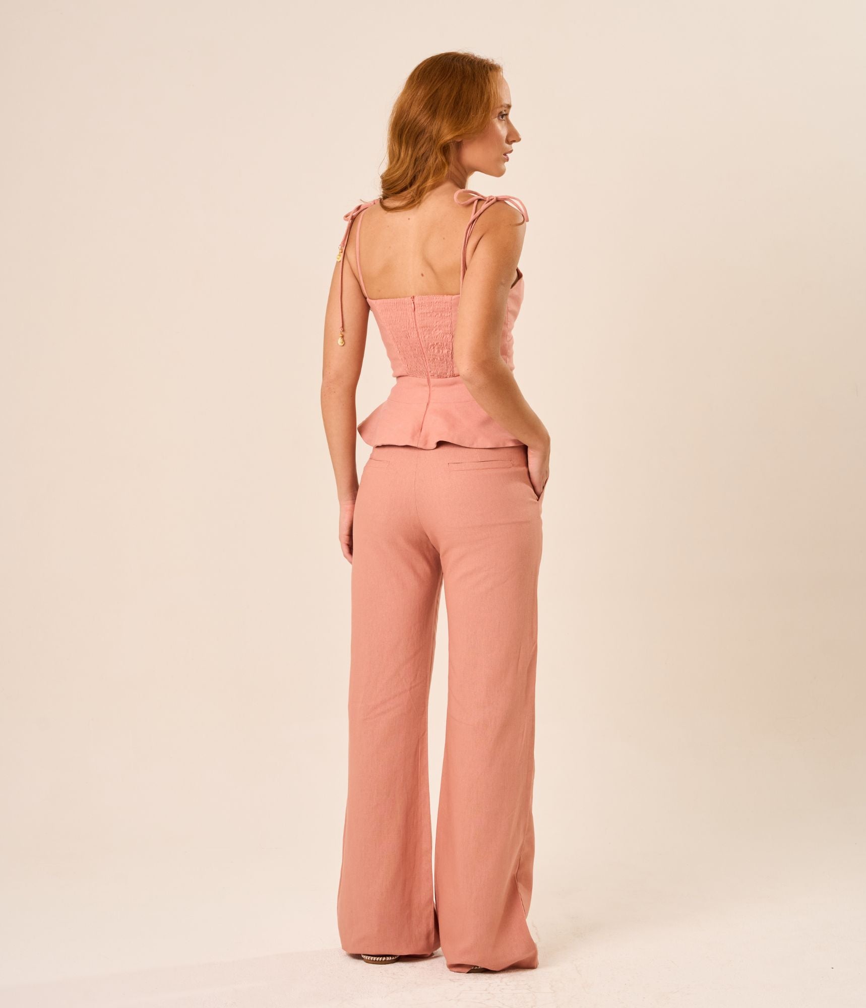 Calça de Linho rosé Gisela