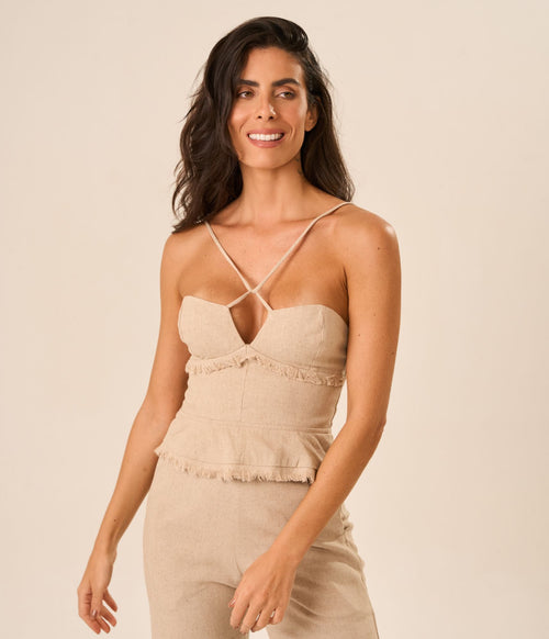 Top de linho areia Guilhermina