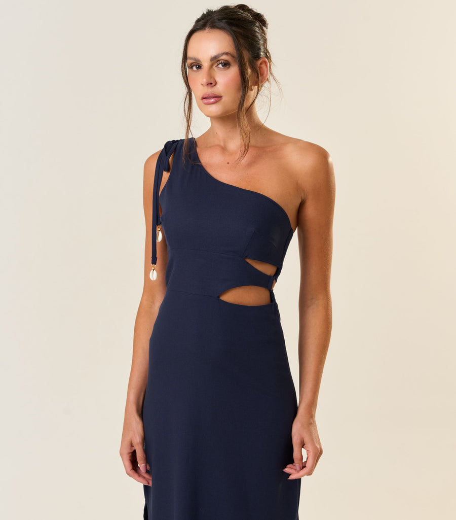 Vestido de Linho marinho Anna