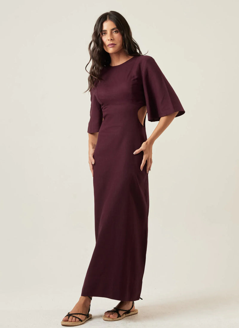 Vestido de Linho jabuticaba Isabela