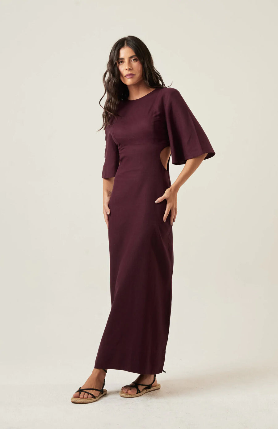 Vestido de Linho jabuticaba Isabela