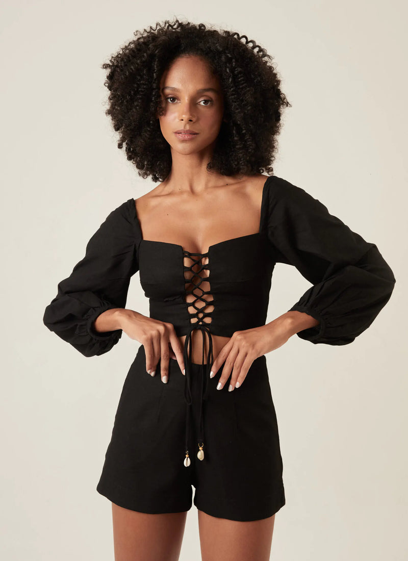 Top de Linho preto Heloisa