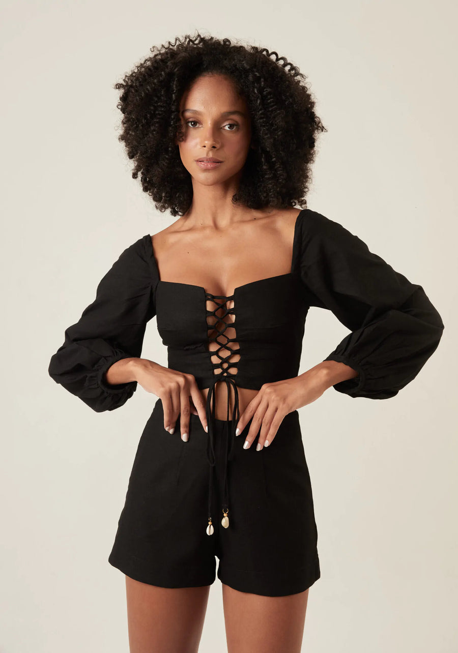 Top de Linho preto Heloisa