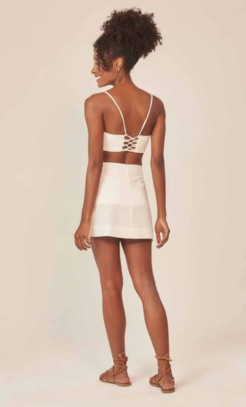 Mini-Saia de linho off-white Olivia - Image 4